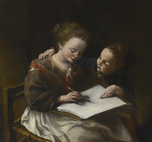 The drawing lesson, 1700, Domenico Guidobono
