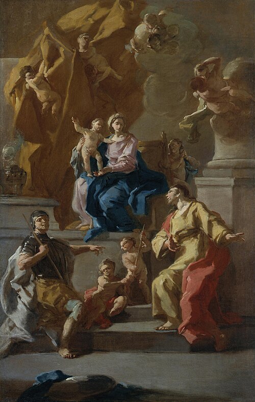 The Virgin and Child Enthroned, with Angels and Two Saints, 1773, Domenico Mondo