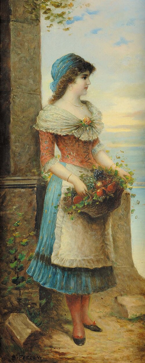 Portrait of a flower girl, 1912, Egisto Ferroni