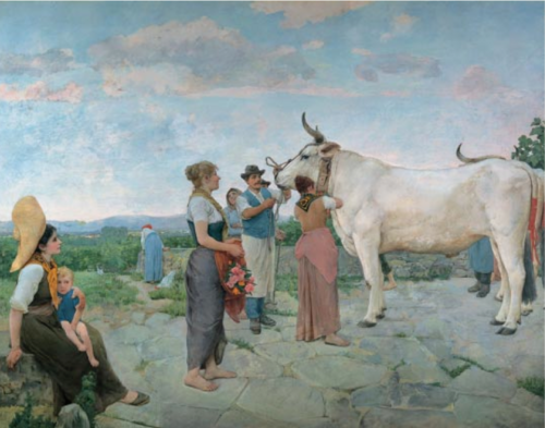 Adorning the ox, 1890, Egisto Ferroni