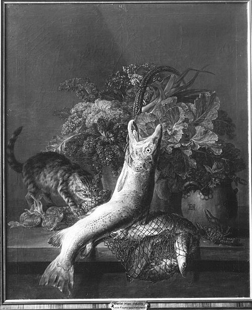 Katze beschleicht Fische, 1749, Daniel Hien