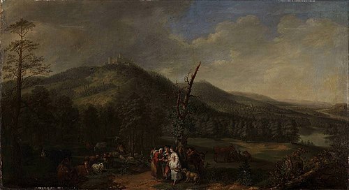 Landschaft mit Wahrsagerin, 1749, Daniel Hien