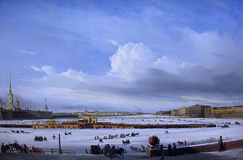 Sledging on the Neva, 1854, Alexeï Bogolioubov