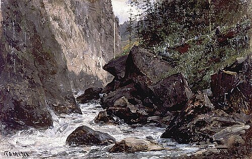 River in Ragaz, 1865, Alexeï Bogolioubov