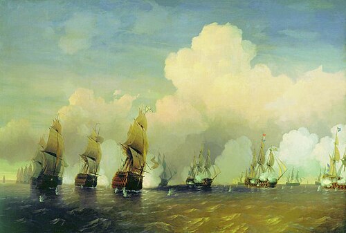 The Battle near Kronstadt, 1790, 1866, Alexeï Bogolioubov