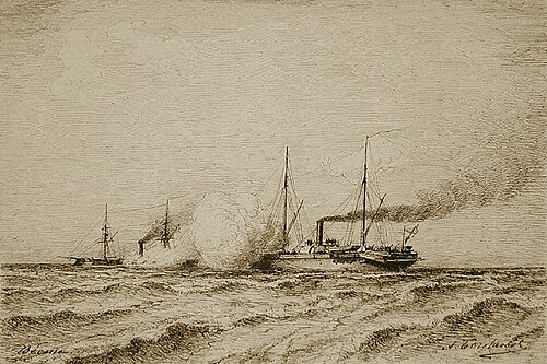 A Sea Battle, 1877, Alexeï Bogolioubov