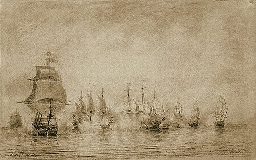A Sea Battle, 1866, Alexeï Bogolioubov