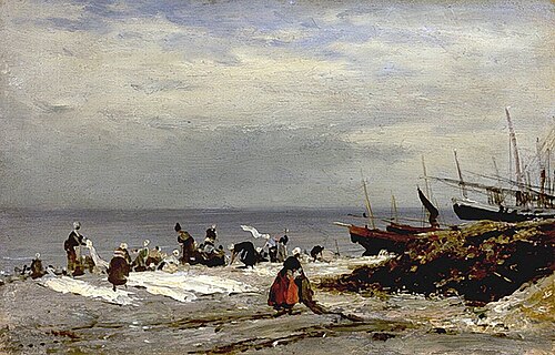 Washerwomen in Etretat, 1874, Alexeï Bogolioubov