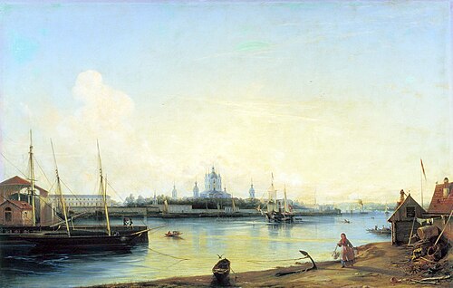 View of the Smolny monastery from Bol'shaya Ohta, 1851, Alexeï Bogolioubov