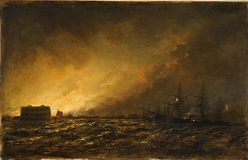 Fire in Kronstadt at Night, 1876, Alexey Bogolyubov