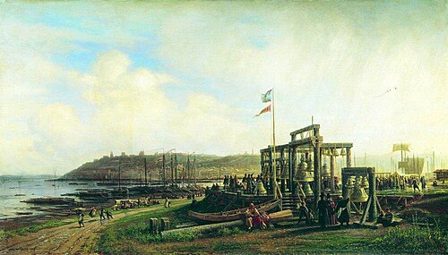Bell Stalls at a Market in Nizhny Novgorod, 1862., , Alexeï Bogolioubov