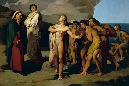 Dante e Casella, 1860, Amos Cassioli