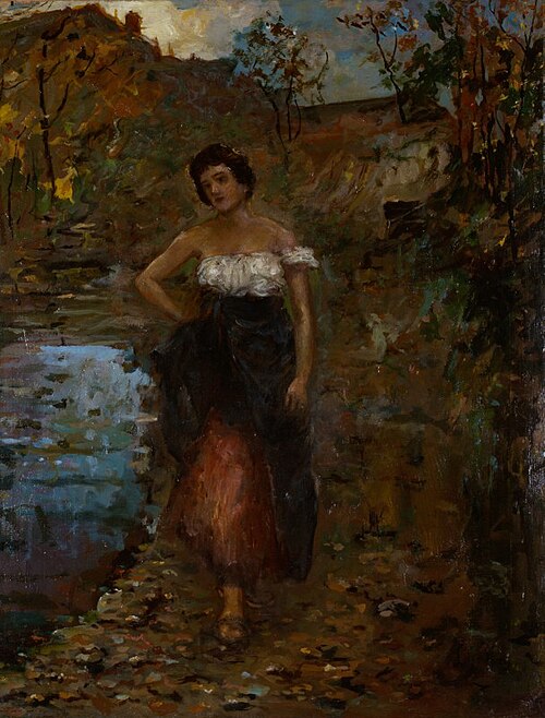 Lavandaia a Mondonico, 1905, Emilio Gola