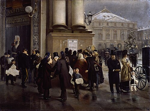 Il 9 gennaio 1878 a Milano. Annuncio della morte di Vittorio Emanuele II, 1879, Emilio Magistretti