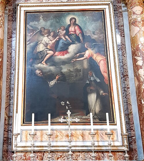Madonna del Rosario con i santi Domenico e Caterina da Siena, , Enea Salmeggia