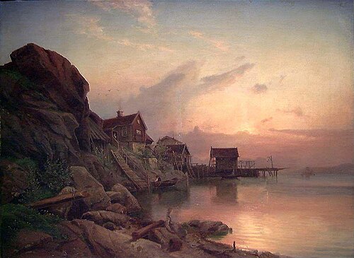 Coastal Landscape in Sunset, 1868, Johan Jørgen Broch