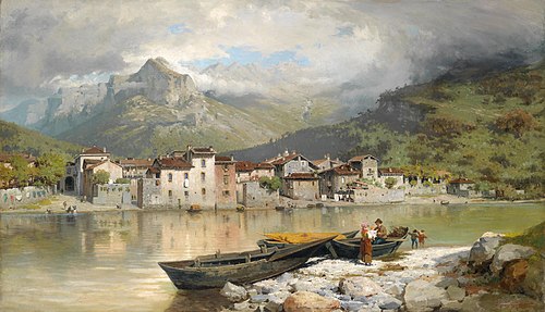 Famiglia pescatore a Lecco sul lago di Como, , Ercole Calvi