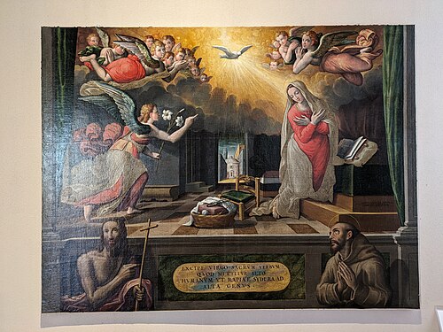 Annunciazione e santi Giovanni Battista e Francesco, 1573, Ercole Ramazzani