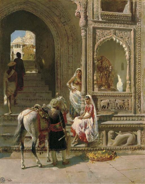 A Meeting at a Temple Gateway in Mathura, 1885, Edwin Lord Weeks