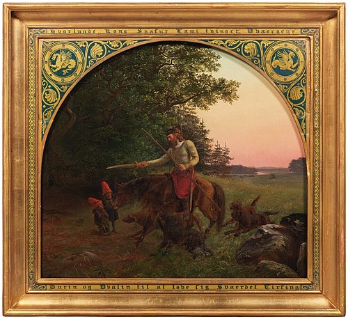 The King Svafur Forces Durin and Dvalin to Promise him the Tirfing Sword, 1839, Lorenz Frølich