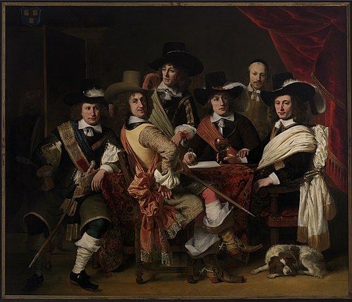 De krijgsraad der Goudse schutterij onder leiding van kolonel Govert Suijs., 1653, Ferdinand Bol