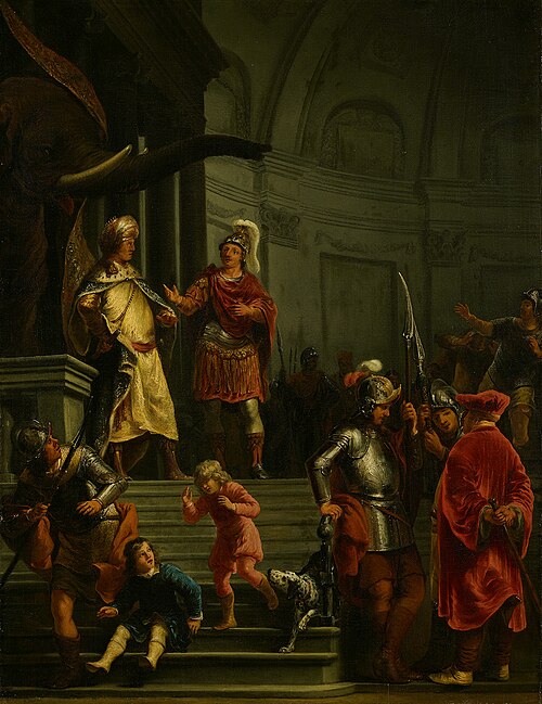De onverschrokkenheid van Fabricius in het legerkamp van Pyrrhus, 1655, Ferdinand Bol