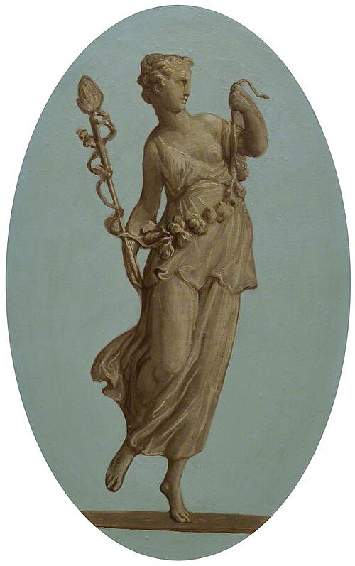 Bacchantes Holding a Staff and Garland (6 of 6 ovals), 1773, Antonio Zucchi
