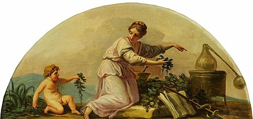 Putto with Personification of Chemistry, 1774, Antonio Zucchi
