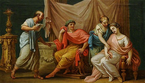 Virgil reading the Aeneid to the Emperor Augustus, his wife Livia and his Fainting Sister, Octavia, 1766, Antonio Zucchi