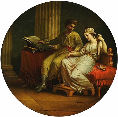 Catullus comforting Lesbia over the Death of her Pet Sparrow and writing an Ode, 1773, Antonio Zucchi
