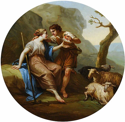 Daphnis giving an Apple to Chloe, 1776, Antonio Zucchi