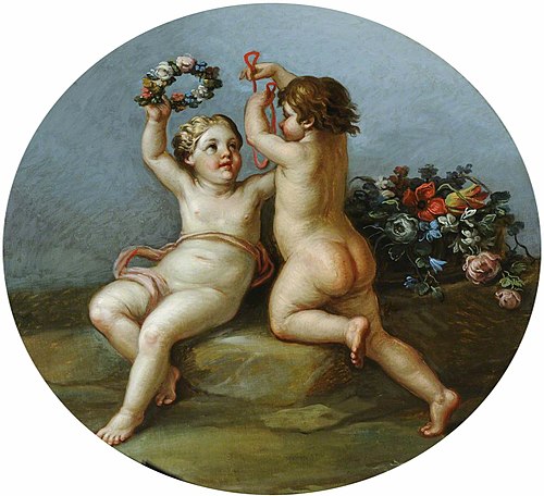 Putti with a Garland of Flowers, 1770, Antonio Zucchi