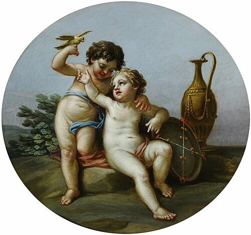 Putti with a Bird, 1770, Antonio Zucchi