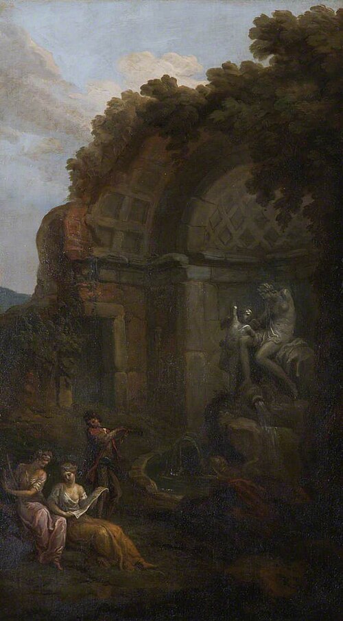 A Ruined Temple and Fountain with Musicians, 1781, Antonio Zucchi