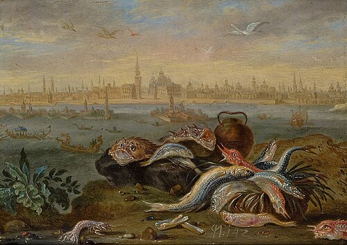 Ansichten aus den vier Weltteilen mit Szenen von Tieren: Venedig, , Ferdinand van Kessel the Elder