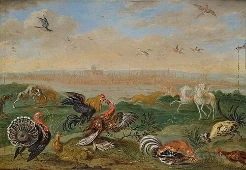 Ansichten aus den vier Weltteilen mit Szenen von Tieren: London, , Ferdinand van Kessel the Elder