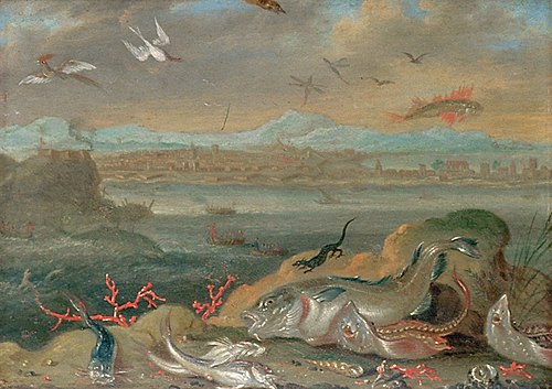 Ansichten aus den vier Weltteilen mit Szenen von Tieren: Callao (Peru), , Ferdinand van Kessel the Elder