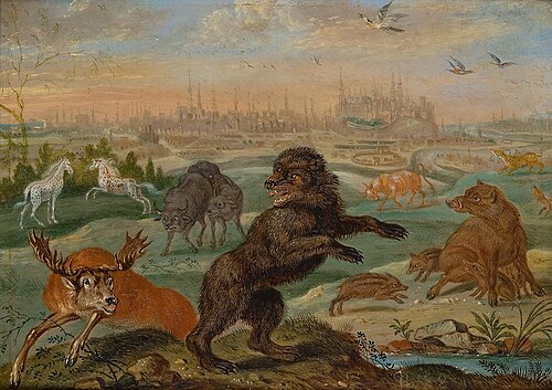 Ansichten aus den vier Weltteilen mit Szenen von Tieren: Krakau, , Ferdinand van Kessel the Elder