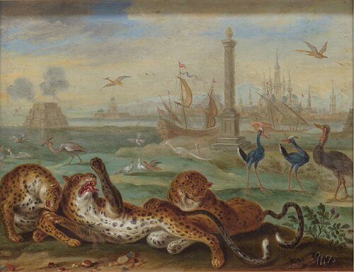 Ansichten aus den vier Weltteilen mit Szenen von Tieren: Batavia, , Ferdinand van Kessel the Elder