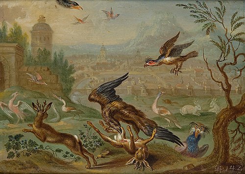 Ansichten aus den vier Weltteilen mit Szenen von Tieren: Damaskus, , Ferdinand van Kessel the Elder
