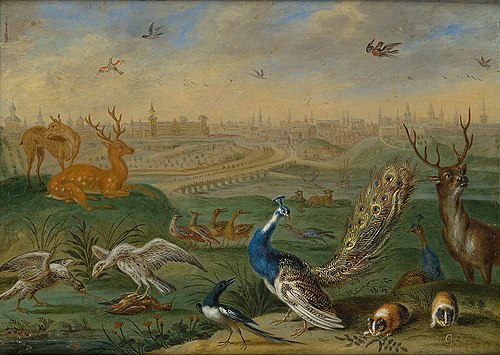 Ansichten aus den vier Weltteilen mit Szenen von Tieren: Madrid, , Ferdinand van Kessel the Elder