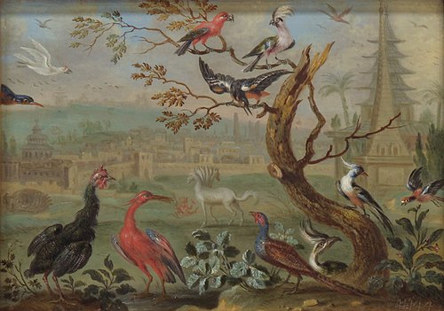 Ansichten aus den vier Weltteilen mit Szenen von Tieren: Amadabad, , Ferdinand van Kessel the Elder