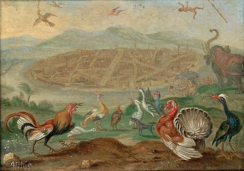 Ansichten aus den vier Weltteilen mit Szenen von Tieren. Iudia in Siam, , Ferdinand van Kessel the Elder