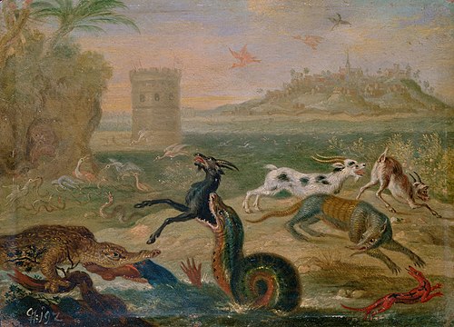 Ansichten aus den vier Weltteilen mit Szenen von Tieren: Olinda (Pernambuco, Brasilien), , Ferdinand van Kessel the Elder
