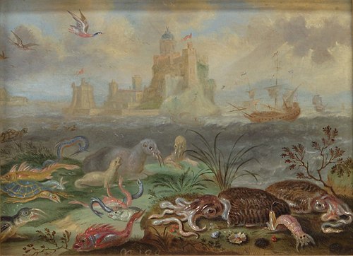 Ansichten aus den vier Weltteilen mit Szenen von Tieren: Bartanico oder Battanico, , Ferdinand van Kessel the Elder