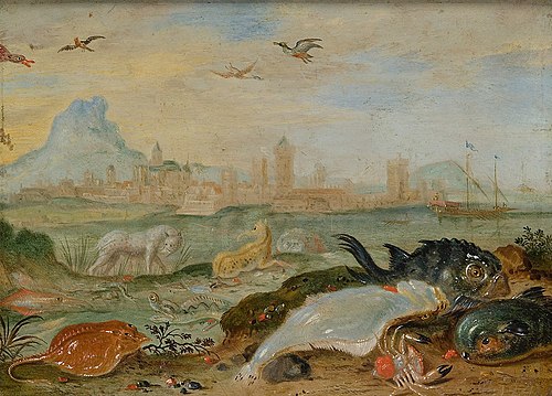 Ansichten aus den vier Weltteilen mit Szenen von Tieren: Candia (Iraklion, Kreta), , Ferdinand van Kessel the Elder