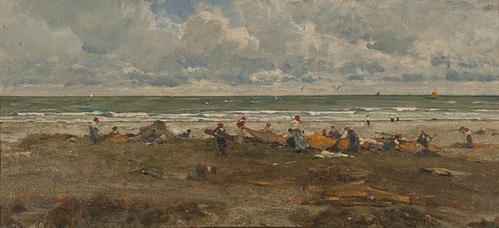 Fishermen on the beach, 1850, Filippo Carcano