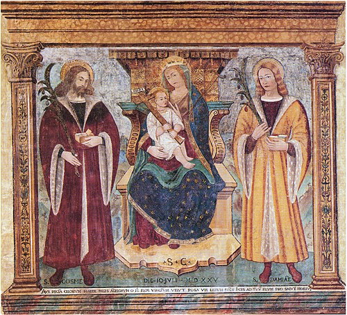 Vierge à l'Enfant avec les saints Côme et Damien, 1525, Floriano Ferramola