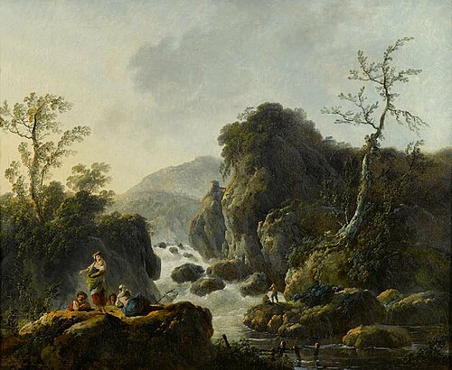 A Mountainous River Landscape, , Jean Pillement