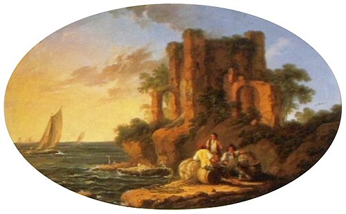 Seaside landscape with a ruin., 1765, Jean Pillement